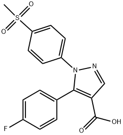 1H-Pyrazole-4-carboxylic acid, 5-(4-fluorophenyl)-1-[4-(Methylsulfonyl)phenyl]- Structure