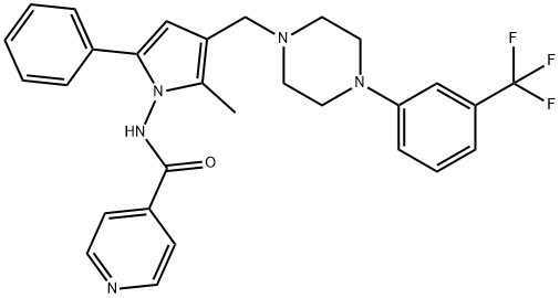4-PyridinecarboxaMide, N-[2-Methyl-5-phenyl-3-[[4-[3-(trifluoroMethyl)phenyl]-1-piperazinyl]Methyl]-1H-pyrrol-1-yl]- Structure