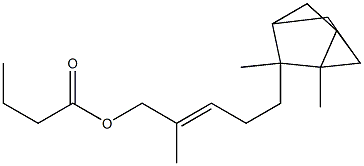 丁酸-5-[2,3-二甲基三环[2.2.1.02,6]庚-3-基]-2-甲基-2-戊烯酯,67633-99-2,结构式