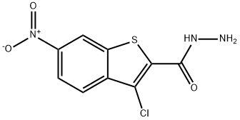 3-CHLORO-6-NITRO-1-BENZOTHIOPHENE-2-CARBOHYDRAZIDE 化学構造式