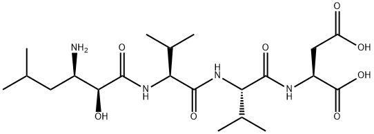 N-[(2S,3R)-3-氨基-2-羟基-5-甲基-1-氧代己基]-L-缬氨酰-L-缬氨酰-L-天冬氨酸,67655-94-1,结构式