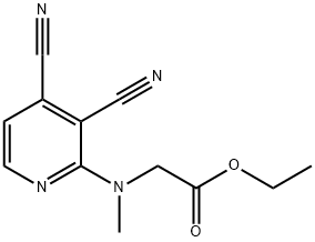 Glycine,  N-(3,4-dicyano-2-pyridinyl)-N-methyl-,  ethyl  ester 化学構造式