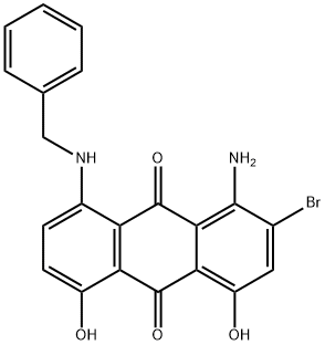 1-amino-2-bromo-4,5-dihydroxy-8-[(phenylmethyl)amino]anthraquinone Struktur