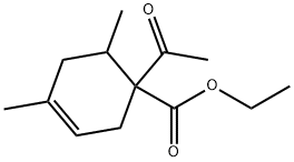 ethyl 1-acetyl-4,6-dimethylcyclohex-3-ene-1-carboxylate Struktur