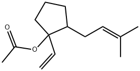 2-(3-methyl-2-butenyl)-1-vinylcyclopentyl acetate Struktur