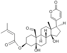 5,14-ジヒドロキシ-3β-[(3-メチル-1-オキソ-2-ブテニル)オキシ]-19-オキソ-5β-ブファ-20,22-ジエノリド 化学構造式