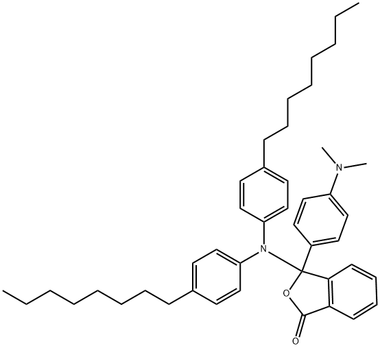 3-[bis(4-octylphenyl)amino]-3-[4-(dimethylamino)phenyl]phthalide Struktur