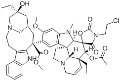 (3R,5S,7R,9S)-9-[(2β,3S,5α,12β,19α)-4β-(アセチルオキシ)-3′-(2-クロロエチル)-6,7-ジデヒドロ-16-メトキシ-1-メチル-2′,4′-ジオキソスピロ[アスピドスペルミジン-3,5′-オキサゾリジン]-15-イル]-5-エチル-2,4,5,6,7,8,9,10-オクタヒドロ-5-ヒドロキシ-1H-3,7-メタノアザシクロウンデシノ[5,4-b]インドール-9-カルボン酸メチル 化学構造式