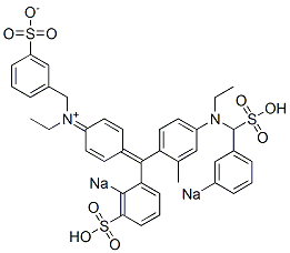 N-エチル-N-[4-[[4-[N-エチル-N-(3-ソジオスルホベンジル)アミノ]-2-メチルフェニル](2-ソジオスルホフェニル)メチレン]-2,5-シクロヘキサジエン-1-イリデン]-3-スルホナトベンゼンメタンアミニウム 化学構造式