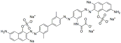 N-[5-[(7-Amino-1-hydroxy-3-sodiosulfo-2-naphthalenyl)azo]-2-[[4'-[(7-amino-1-hydroxy-3-sodiosulfo-2-naphthalenyl)azo]-3,3'-dimethyl[1,1'-biphenyl]-4-yl]azo]phenyl]oxamidic acid sodium salt Structure