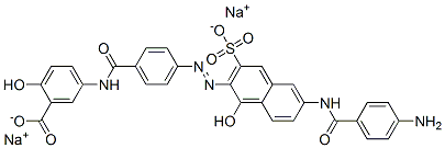 5-[[4-[[6-[(4-アミノベンゾイル)アミノ]-1-ヒドロキシ-3-スルホ-2-ナフタレニル]アゾ]ベンゾイル]アミノ]-2-ヒドロキシ安息香酸二ナトリウム 化学構造式