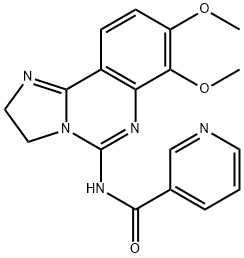 N-(2,3-二氢-7,8-二甲氧基咪唑并[1,2-C]喹唑啉-5-基)-3-吡啶甲酰胺,677338-12-4,结构式