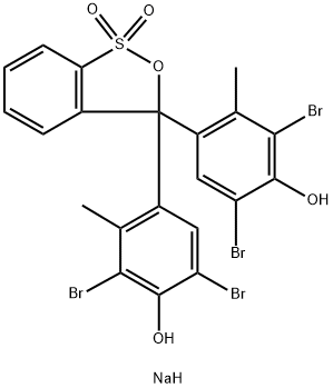 3-[3,5-ジブロモ-2-メチル-4-(ソジオオキシ)フェニル]-3-(3,5-ジブロモ-2-メチル-4-ヒドロキシフェニル)-3H-2,1-ベンゾオキサチオール1,1-ジオキシド 化学構造式