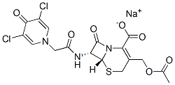 (6R)-3-[(アセチルオキシ)メチル]-7α-[[[3,5-ジクロロ-4-オキソ-1(4H)-ピリジニル]アセチル]アミノ]-8-オキソ-5-チア-1-アザビシクロ[4.2.0]オクタ-2-エン-2-カルボン酸ナトリウム 化学構造式