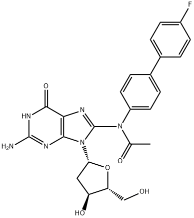Guanosine, 8-(acetyl(4'-fluoro(1,1'-biphenyl)-4-yl)amino)-2'-deoxy- Struktur