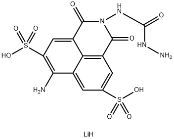 6-アミノ-2-[(ヒドラジノカルボニル)アミノ]-2,3-ジヒドロ-1,3-ジオキソ-1H-ベンゾ[de]イソキノリン-5,8-ジスルホン酸ジリチウム 化学構造式