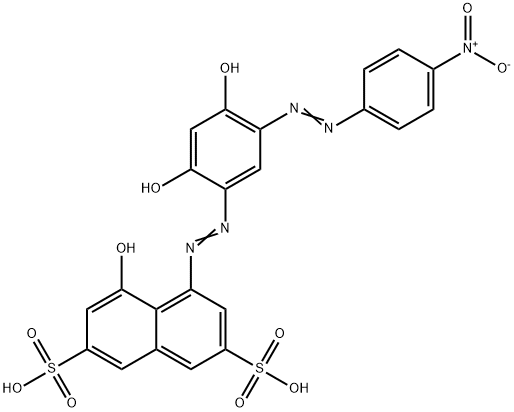4-[[2,4-Dihydroxy-5-[(4-nitrophenyl)azo]phenyl]azo]-5-hydroxy-2,7-naphthalenedisulfonic acid 结构式