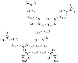 disodium 5-[[2,4-dihydroxy-3-[(2-hydroxy-5-nitrophenyl)azo]-5-[(4-nitrophenyl)azo]phenyl]azo]-4-hydroxy-3-[(4-nitrophenyl)azo]naphthalene-2,7-disulphonate 结构式
