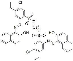 Benzenesulfonic acid, 5-chloro-4-ethyl-2-(2-hydroxy-1-naphthalenyl)azo-, calcium salt (2:1) Struktur
