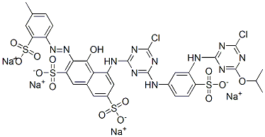 2,7-Naphthalenedisulfonic acid, 5-[[4-chloro-6-[[3-[[4-chloro-6-(1-methylethoxy)-1,3,5-triazin-2-yl]amino]-4-sulfophenyl]amino]-1,3,5-triazin-2-yl]amino]-4-hydroxy-3-[(4-methyl-2-sulfophenyl)azo]-, tetrasodium salt 结构式