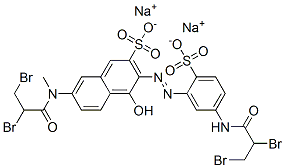 disodium 3-[[5-[(2,3-dibromo-1-oxopropyl)amino]-2-sulphonatophenyl]azo]-7-[(2,3-dibromo-1-oxopropyl)methylamino]-4-hydroxynaphthalene-2-sulphonate,67827-67-2,结构式