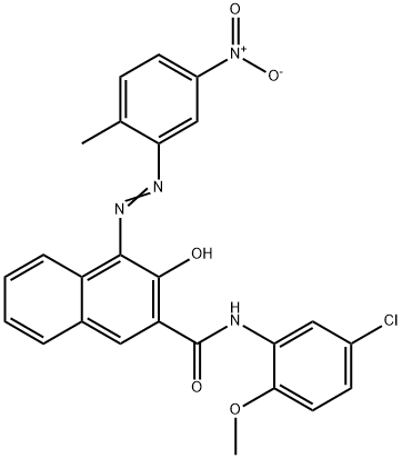 N-(5-クロロ-2-メトキシフェニル)-3-ヒドロキシ-4-[(2-メチル-5-ニトロフェニル)アゾ]-2-ナフタレンカルボアミド 化学構造式