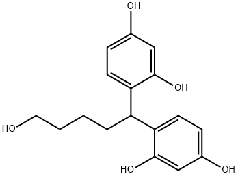 4,4'-(5-ヒドロキシペンチリデン)ビス(1,3-ベンゼンジオール) 化学構造式