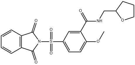 5-(1,3-ジオキソイソインドリン-2-イルスルホニル)-2-メトキシ-N-(テトラヒドロフラン-2-イルメチル)ベンズアミド 化学構造式