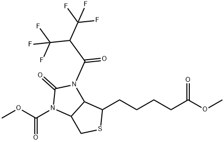 Hexahydro-1-(methoxycarbonyl)-2-oxo-3-[3,3,3-trifluoro-1-oxo-2-(trifluoromethyl)propyl]-1H-thieno[3,4-d]imidazole-4-pentanoic acid methyl ester Structure