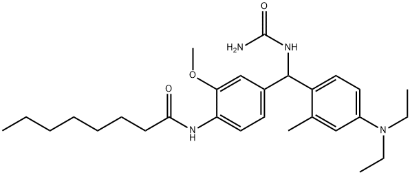N-[4-[[(Aminocarbonyl)amino][4-(diethylamino)-2-methylphenyl]methyl]-2-methoxyphenyl]octanamide Structure