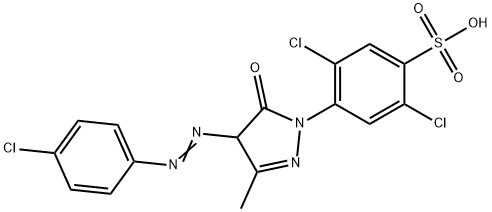 2,5-dichloro-4-[4-[(4-chlorophenyl)azo]-4,5-dihydro-3-methyl-5-oxo-1H-pyrazol-1-yl]benzenesulphonic acid, 67846-58-6, 结构式