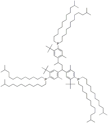 (1-methylpropan-1-yl-3-ylidene)tris[2-tert-butyl-5-methyl-p-phenylene]tris[di(isotridecyl)phosphine] Struktur
