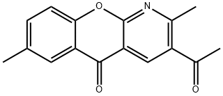 3-ACETYL-2,7-DIMETHYL-5 H-[1]BENZOPYRANO[2,3-B]PYRIDIN-5-ONE Struktur
