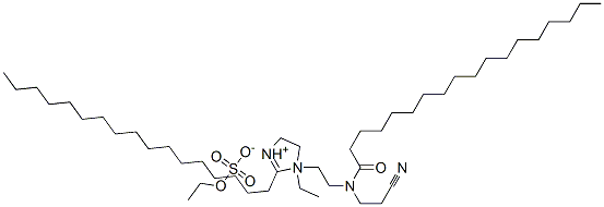 1-[2-[(2-cyanoethyl)(1-oxooctadecyl)amino]ethyl]-1-ethyl-2-heptadecyl-4,5-dihydro-1H-imidazolium ethyl sulphate Struktur