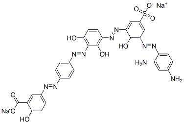 disodium 5-[[4-[[3-[[3-[(2,4-diaminophenyl)azo]-2-hydroxy-5-sulphonatophenyl]azo]-2,6-dihydroxyphenyl]azo]phenyl]azo]salicylate,67874-26-4,结构式