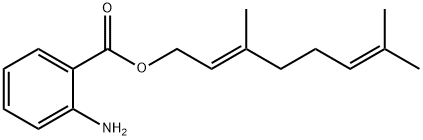 2-アミノベンゼンカルボン酸[(E)-3,7-ジメチル-2,6-オクタジエニル] 化学構造式