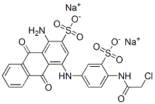 disodium 1-amino-4-[4-[(chloroacetyl)amino]-3-sulphonatoanilino]-9,10-dihydro-9,10-dioxoanthracene-2-sulphonate Struktur