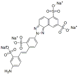 tetrasodium 2-[4-[2-(4-amino-2-sulphonatophenyl)vinyl]-3-sulphonatophenyl]-2H-naphtho[1,2-d]triazole-6,8-disulphonate 结构式