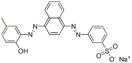 3-[[4-[(2-ヒドロキシ-5-メチルフェニル)アゾ]-1-ナフタレニル]アゾ]ベンゼンスルホン酸ナトリウム 化学構造式
