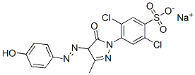 2,5-ジクロロ-4-[[4,5-ジヒドロ-4-[(4-ヒドロキシフェニル)アゾ]-3-メチル-5-オキソ-1H-ピラゾール]-1-イル]ベンゼンスルホン酸ナトリウム 化学構造式