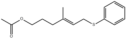 (E)-4-Methyl-6-(phenylthio)-4-hexen-1-ol acetate Struktur