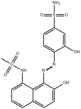 3-hydroxy-4-[[2-hydroxy-8-[(methylsulphonyl)amino]-1-naphthyl]azo]benzenesulphonamide Struktur