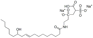 disodium 4-[2-[(12-hydroxy-1-oxooctadec-9-enyl)amino]ethyl] 2-sulphonatosuccinate Struktur
