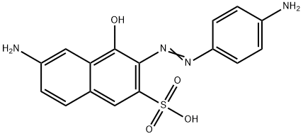 6-アミノ-3-(4-アミノフェニルアゾ)-4-ヒドロキシ-2-ナフタレンスルホン酸 化学構造式