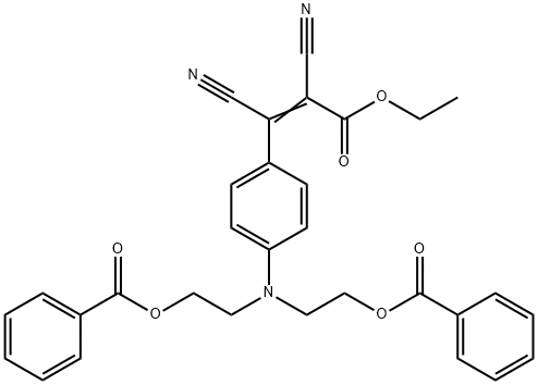 3-[4-[ビス[2-(ベンゾイルオキシ)エチル]アミノ]フェニル]-2,3-ジシアノアクリル酸エチル 化学構造式