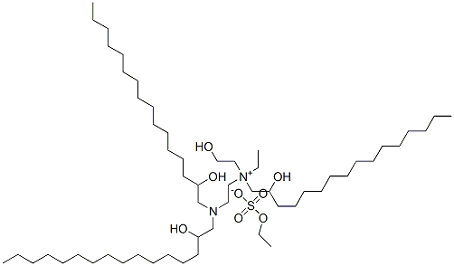 [2-[bis(2-hydroxyhexadecyl)amino]ethyl]ethyl(2-hydroxyethyl)(2-hydroxyhexadecyl)ammonium ethyl sulphate Struktur