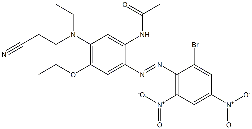 N-[2-[(2-ブロモ-4,6-ジニトロフェニル)アゾ]-5-[(2-シアノエチル)エチルアミノ]-4-エトキシフェニル]アセトアミド 化学構造式