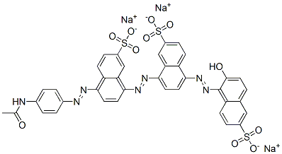 trisodium 8-[[4-[(4-acetamidophenyl)azo]-7-sulphonatonaphthyl]azo]-5-[(2-hydroxy-6-sulphonatonaphthyl)azo]naphthalene-2-sulphonate Struktur
