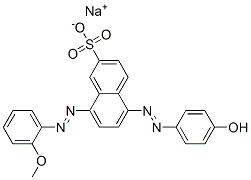 sodium 5-[(4-hydroxyphenyl)azo]-8-[(2-methoxyphenyl)azo]naphthalene-2-sulphonate Struktur