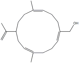 5,11-ジメチル-8-(1-メチルエテニル)-1,5,11-シクロテトラデカトリエン-1-メタノール 化学構造式